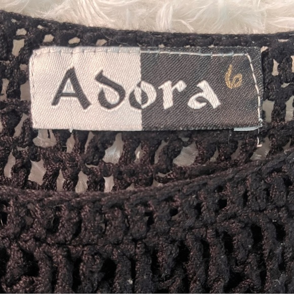 Adore Crochet Floral Tank Top Black Blue White Women’s Size 6 - Picture 10 of 10